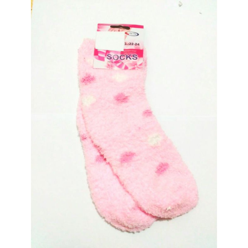 Kaos Kaki Tebal Anti Dingin Sangat Lembut Empuk dan Nyaman Bahan Berkualitas kaos kakicp-Polka Pink