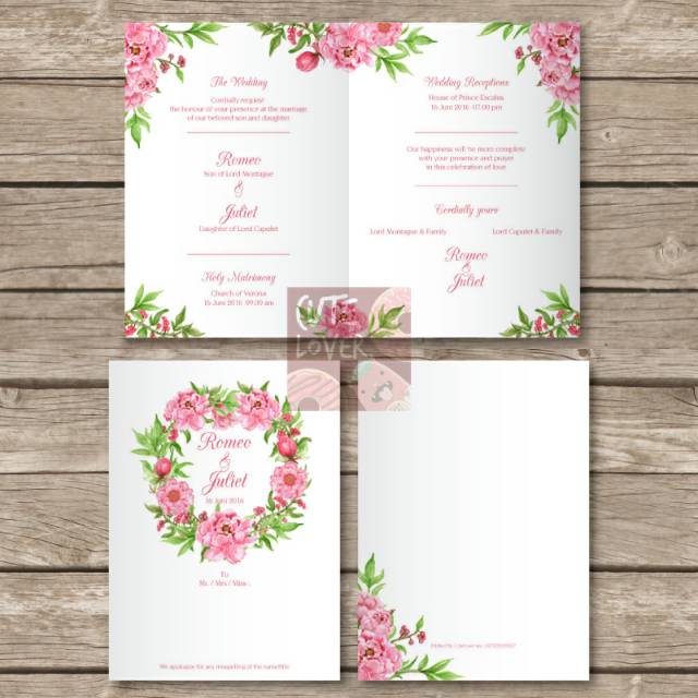undangan pernikahan kartu undangan wedding invitation card kode flo05