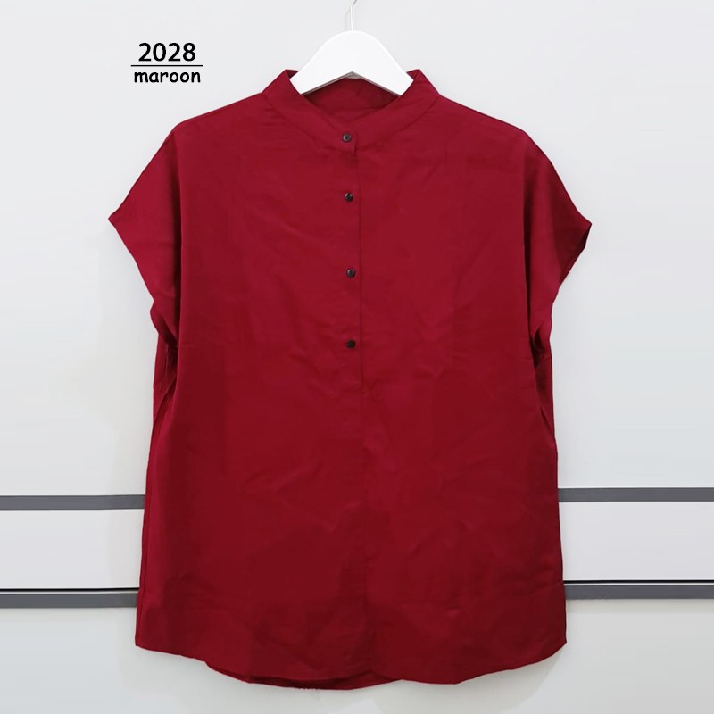 ARENA - Kemeja Wanita Jumbo Oversize Polos Kerah Shanghai / Mandarin Collar Shirt