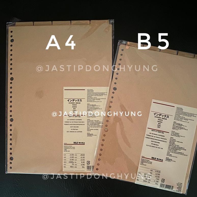 

MUJI Binder Transparan B5 / Transparent A4 A5 (Clear 26 / 30 / 20 Ring Besi) / Paper Divider Muji B5