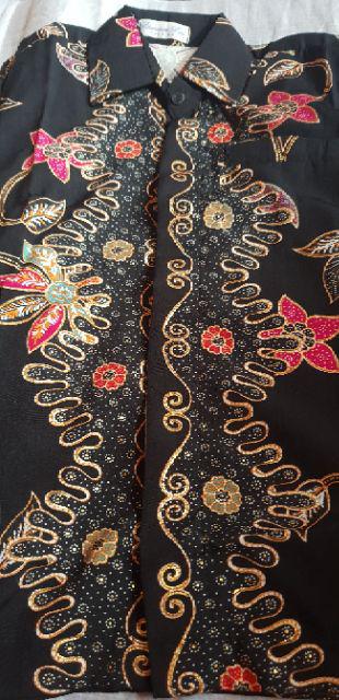 Kemeja Batik Anak Motif Ceri Hitam