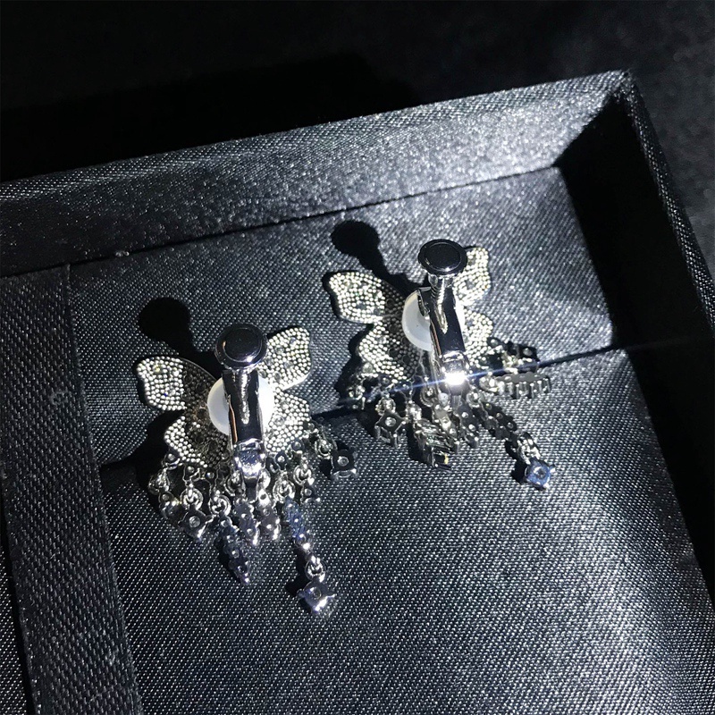 Anting Drop Zircon Bentuk Kupu-Kupu Kecil Untuk Wanita