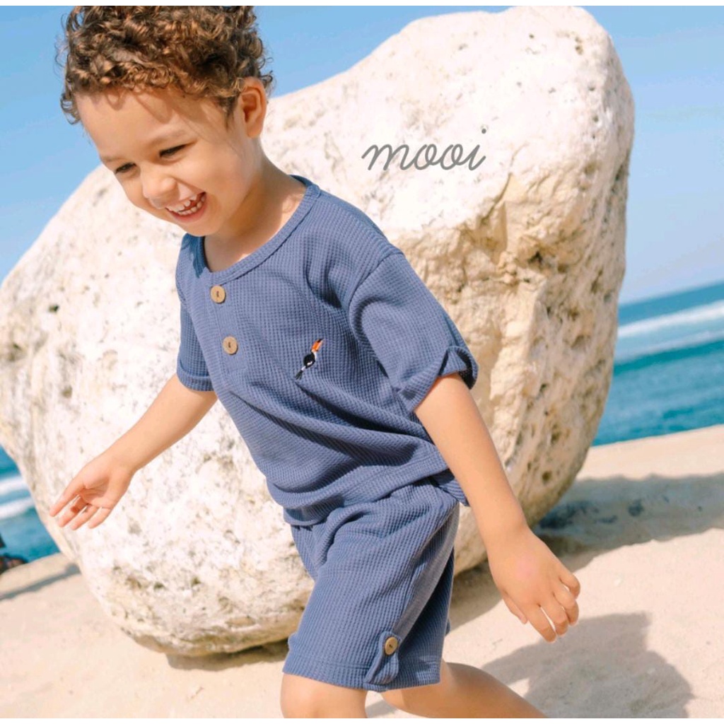 MOOI SHIRT WAFFLE SET / SETELAN ANAK