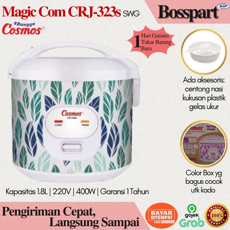 Rice Cooker Cosmos CRJ-323s / Magic Com 1.8L / Penanak Nasi Cosmos Low Watt CRJ323s