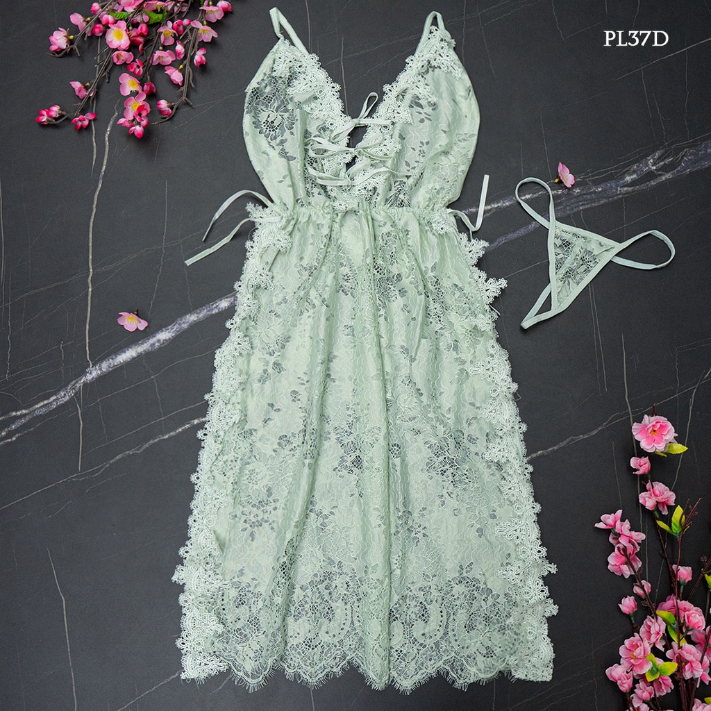 [PRIVASI AMAN] LINGERIE WANITA BAJU TIDUR SEXY SLEEPWEAR LACE HIJAU MINT PL37D