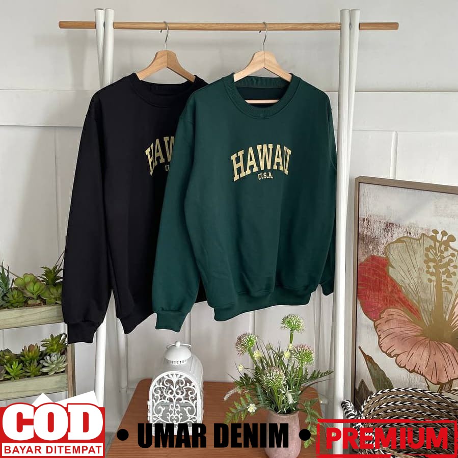 Sweater hawaii cowok cewek simpel bahan flece tebal