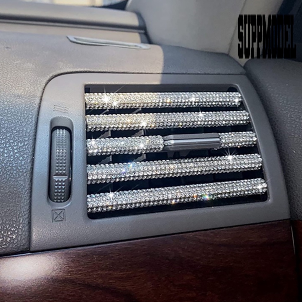 Suppmodelx &lt; 10Pcs / Set Strip Trim Karet Aksen Berlian Imitasi Untuk Dekorasi Interior Mobil