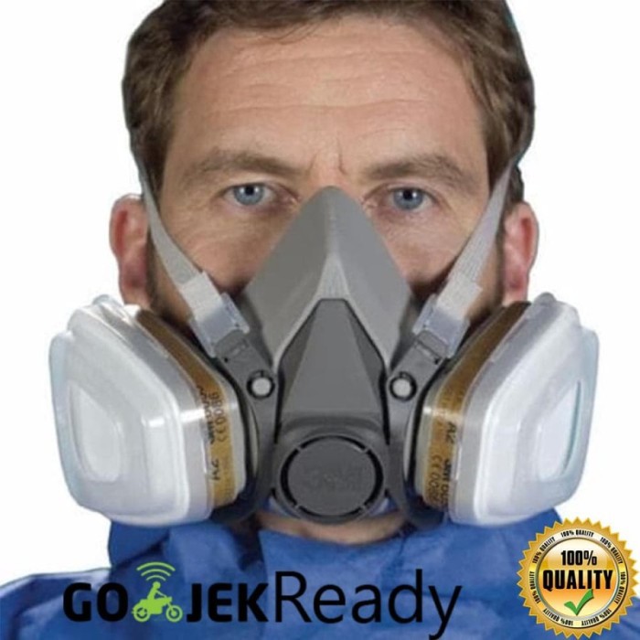 Masker Gas 3M Respirator Half Face Masker Safety Cas Gas Kerja 6200