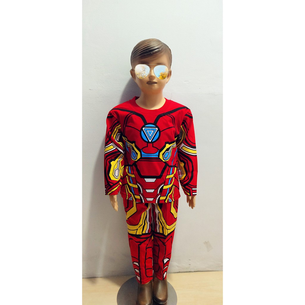  Setelan  Baju  Tidur PIYAMA Anak  KOSTUM IRONMAN Shopee  