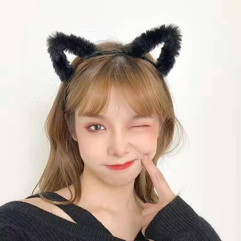 Bando Bulu Telinga Kucing Kitty Ear Fur Headband Cute Hair Band 8368