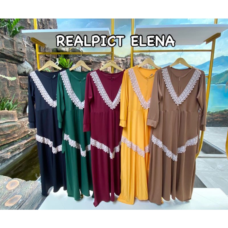 [Fashion Muslim] Gamis ELENA DRESS renda lemonskin | terbaru | kekinian