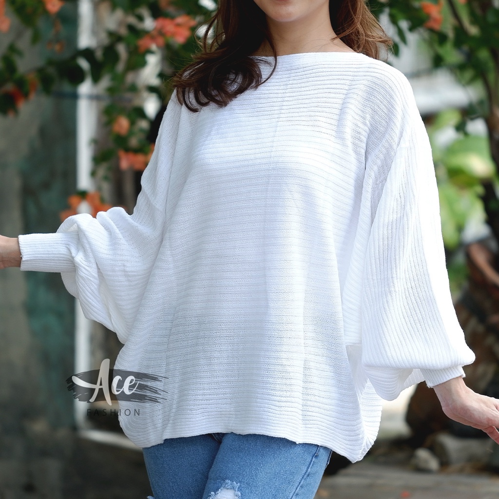 Tq88indonesia Fashion Baju Rajut Wanita / Rajut Lesperal Batwing  Rajut / Sweater Rajut  Cewek / Baju Kalong Wanita / Ootd Terbaru / Outfit Citayam