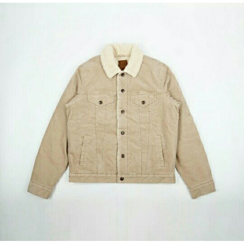 JAKET PRIA GAP SHERPA LINED ICON CORDUROY SOFT CREAM