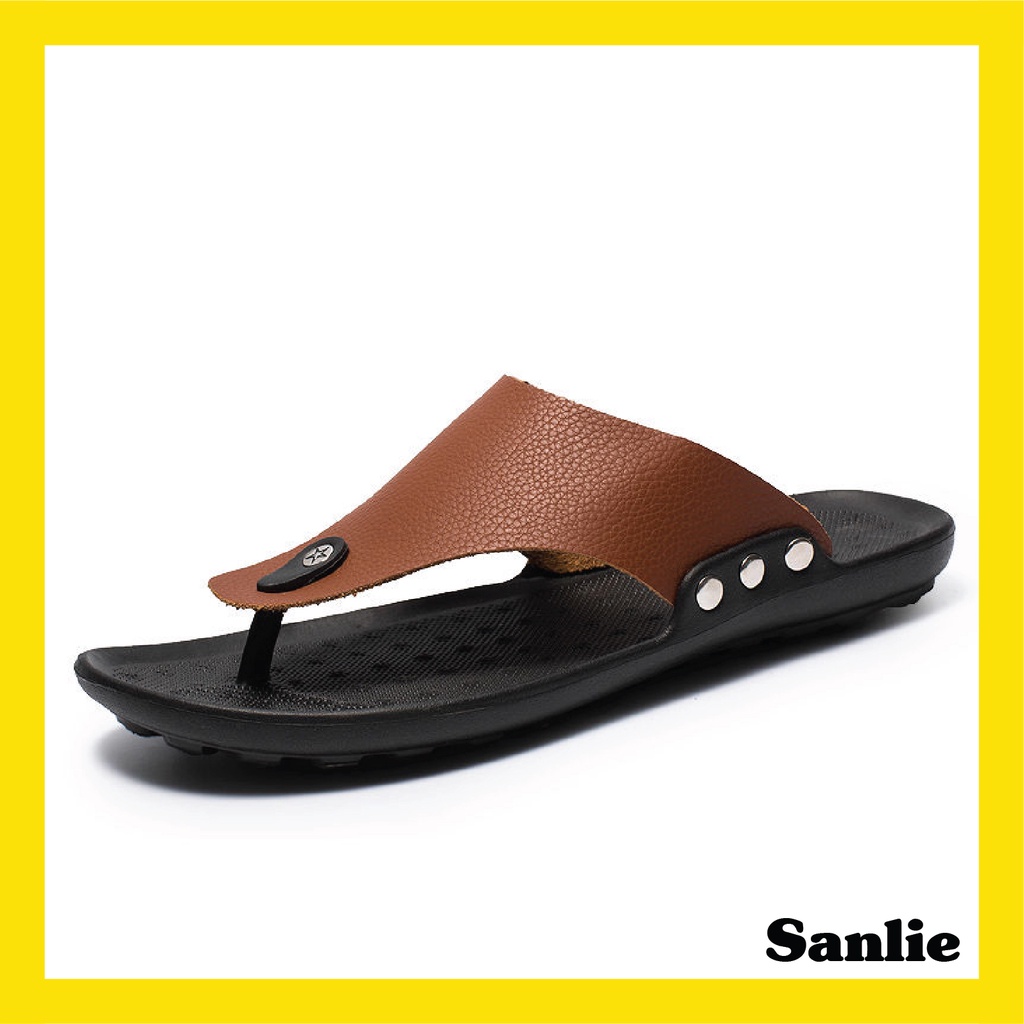 Sanlie Sandal Jepit Kulit Pria Dewasa | Sandal Kulit Pria Fashion Stylish 5310