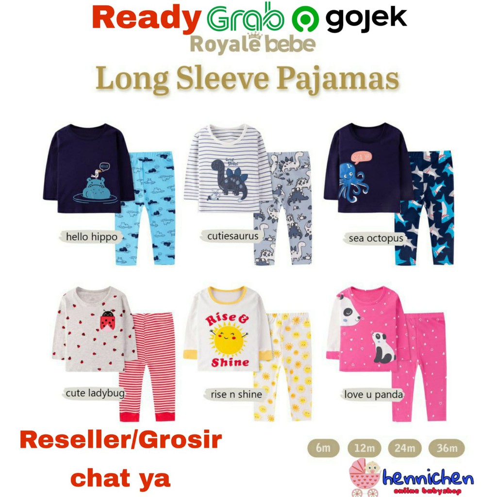 ROYALE BEBE LONG SLEVEE PAJAMAS SETELAN PIYAMA BAYI PIYAMA ANAK PANJANG PIYAMA MOTIF LUCU 6-36 BULAN