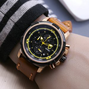 Jam tangan pria FERARI kulit Chronograph Brown Limited