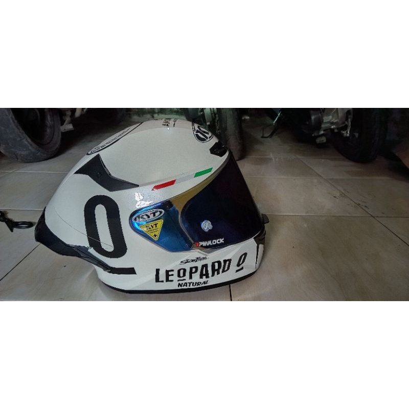 PAKET GANTENG helm KYT TT COURSE WHITE LEOPARD
