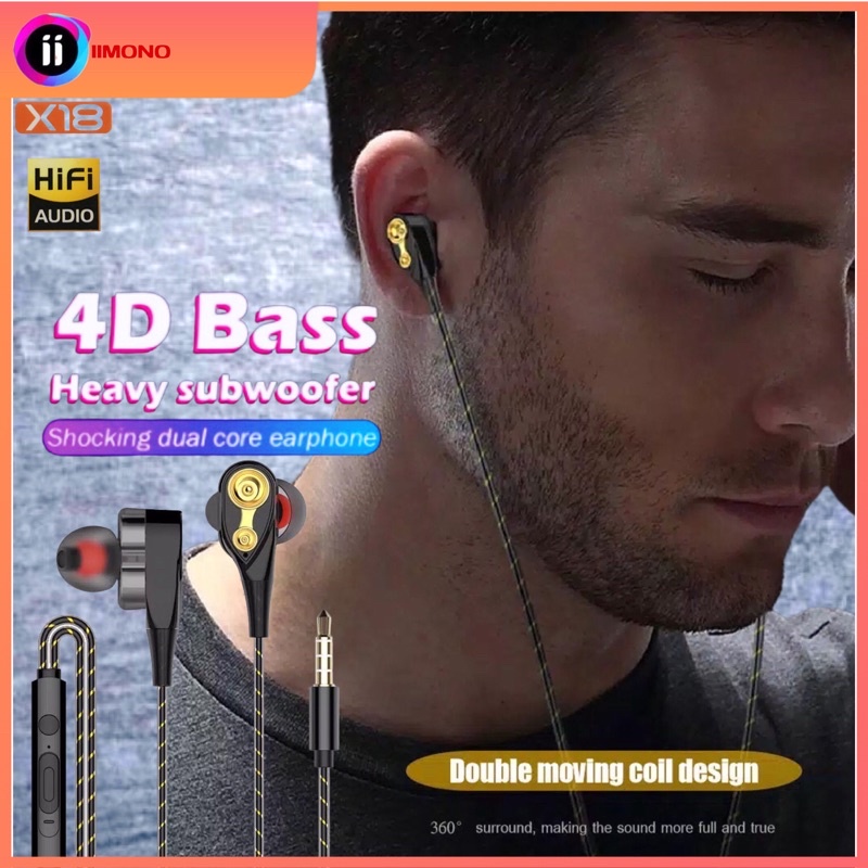 BUDS IN-HF / HEADSET / HEDSET / HANDSFREE / EARPHONE XRD X18 SUPER BASS