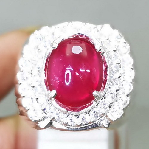 Cincin Batu Akik Ruby Asli Ring Perak Original