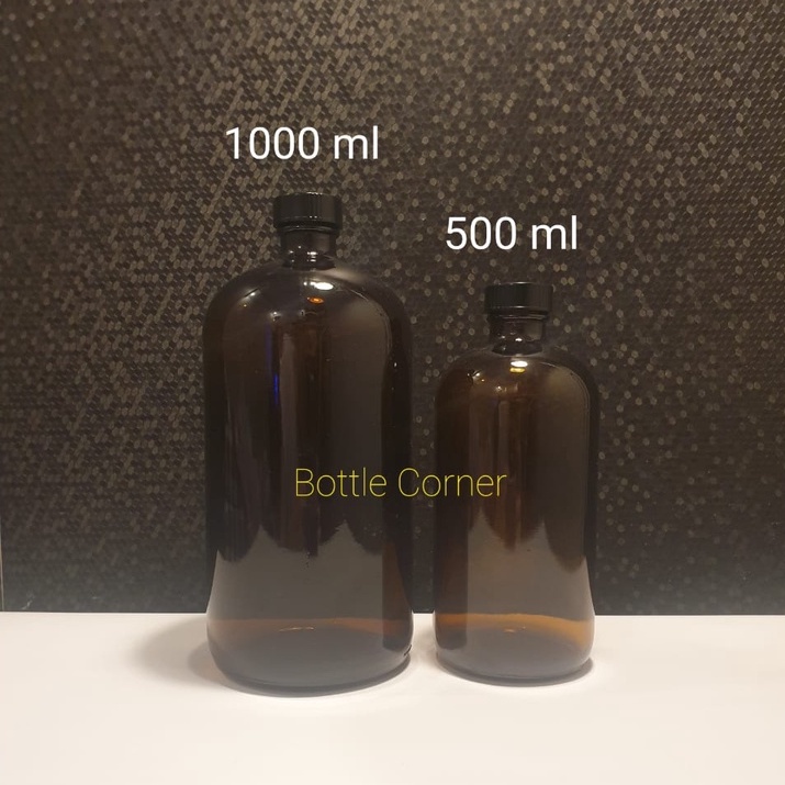 Botol kaca coklat amber 500 ml/ 1000 ml (1L) - botol jus, kopi