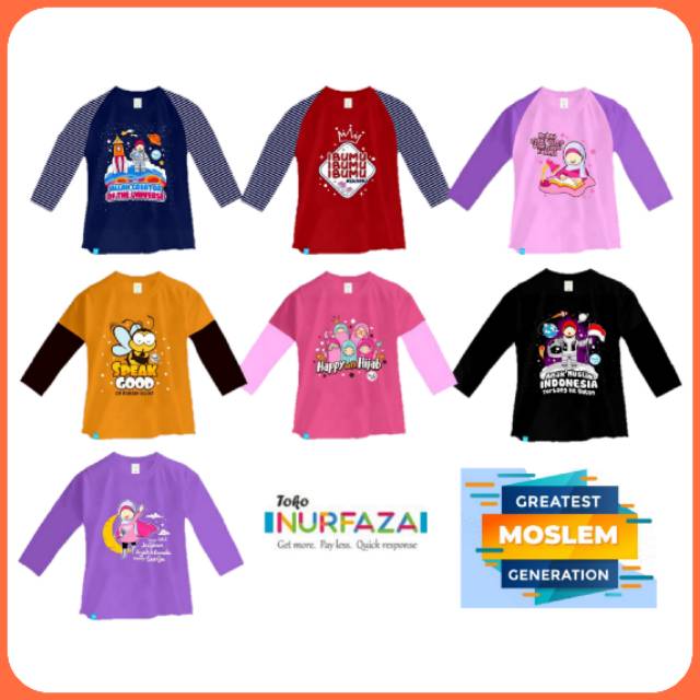 Moslem Kids Kaos  Baju  Anak Perempuan Muslim lengan panjang 