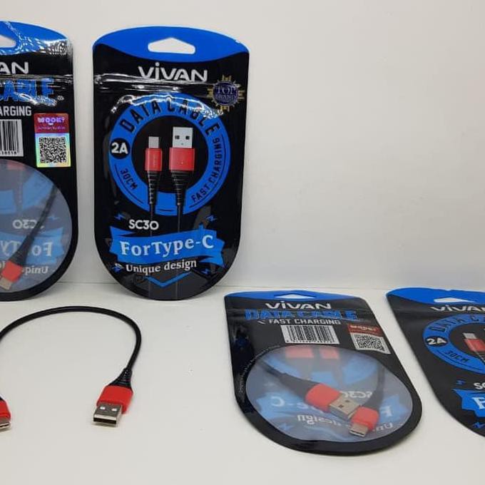 Kabel Data Vivan Type C SC30 30cm 2A FAST CHARGING Kabel Casan Tipe C - Yandra.Puspitasari.seller