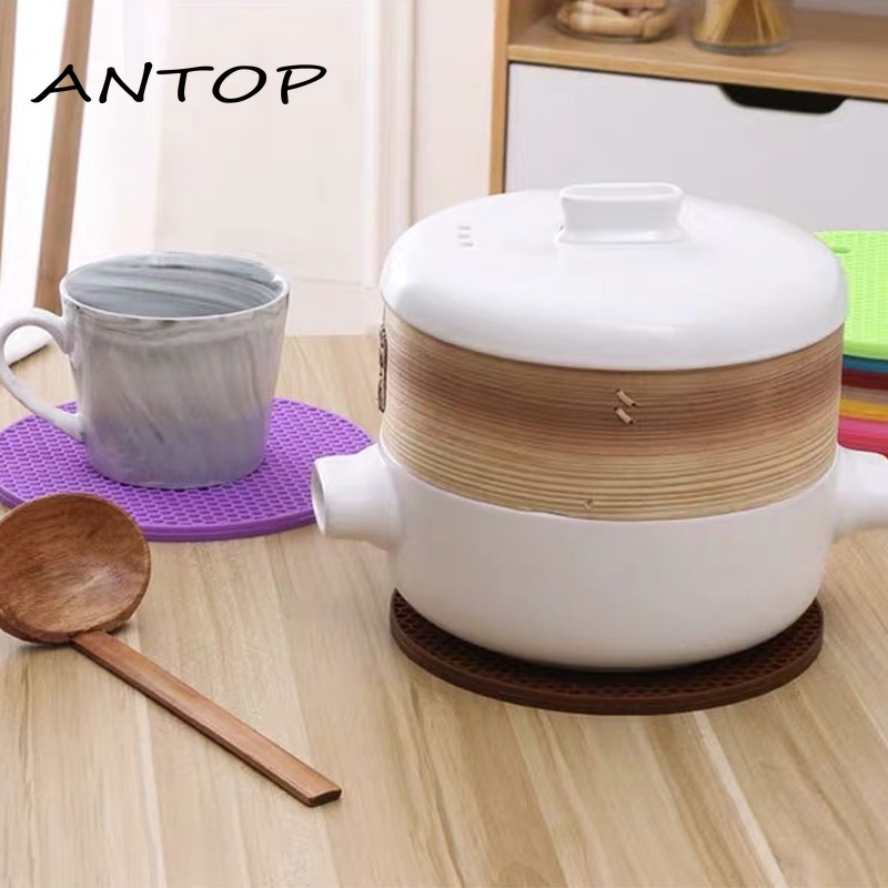 Tatakan Alas Silikon Bulat / Tatakan Piring Panci Anti Panas / Tatakan Silicon Anti Slip ANTOP