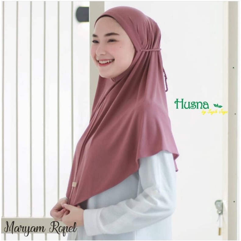 ORI HUSNA| Bergo Ropel Maryam Non Ped Kerudung Husna Tali Kepang Tambang