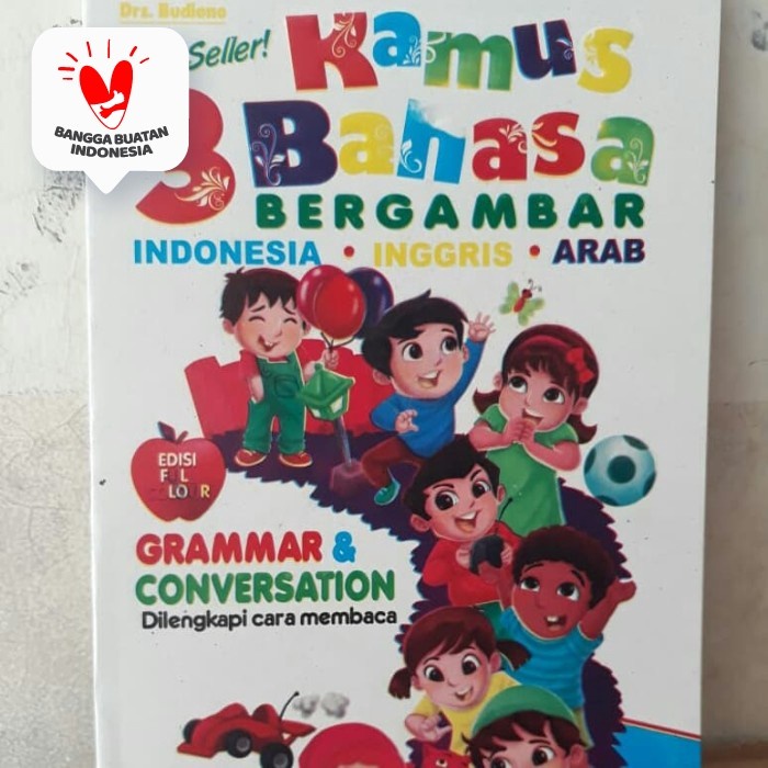 

Kamus 3 Bahasa Bergambar putih Indonesia - Inggris - Arab, Buku Anak