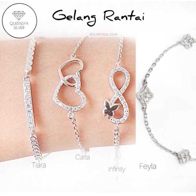 Gelang Rantai Perak FASHION KOREA Asli 925 Lapis Emas Putih