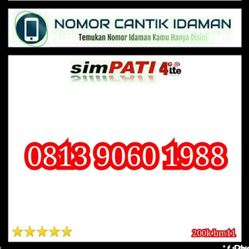 kartu perdana nomor cantik simpati 4g lte seri tahun 9060 1995 bmi11
