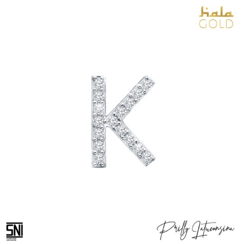 Liontin hala inisial huruf K elegant emas asli