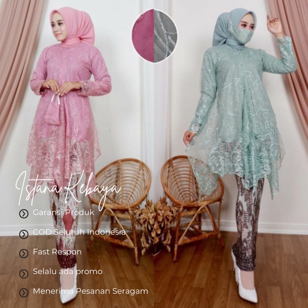 Kebaya set rok / Kebaya brukat modern kondangan / Setelan keyata brukat dan rok batik / kebaya bruka