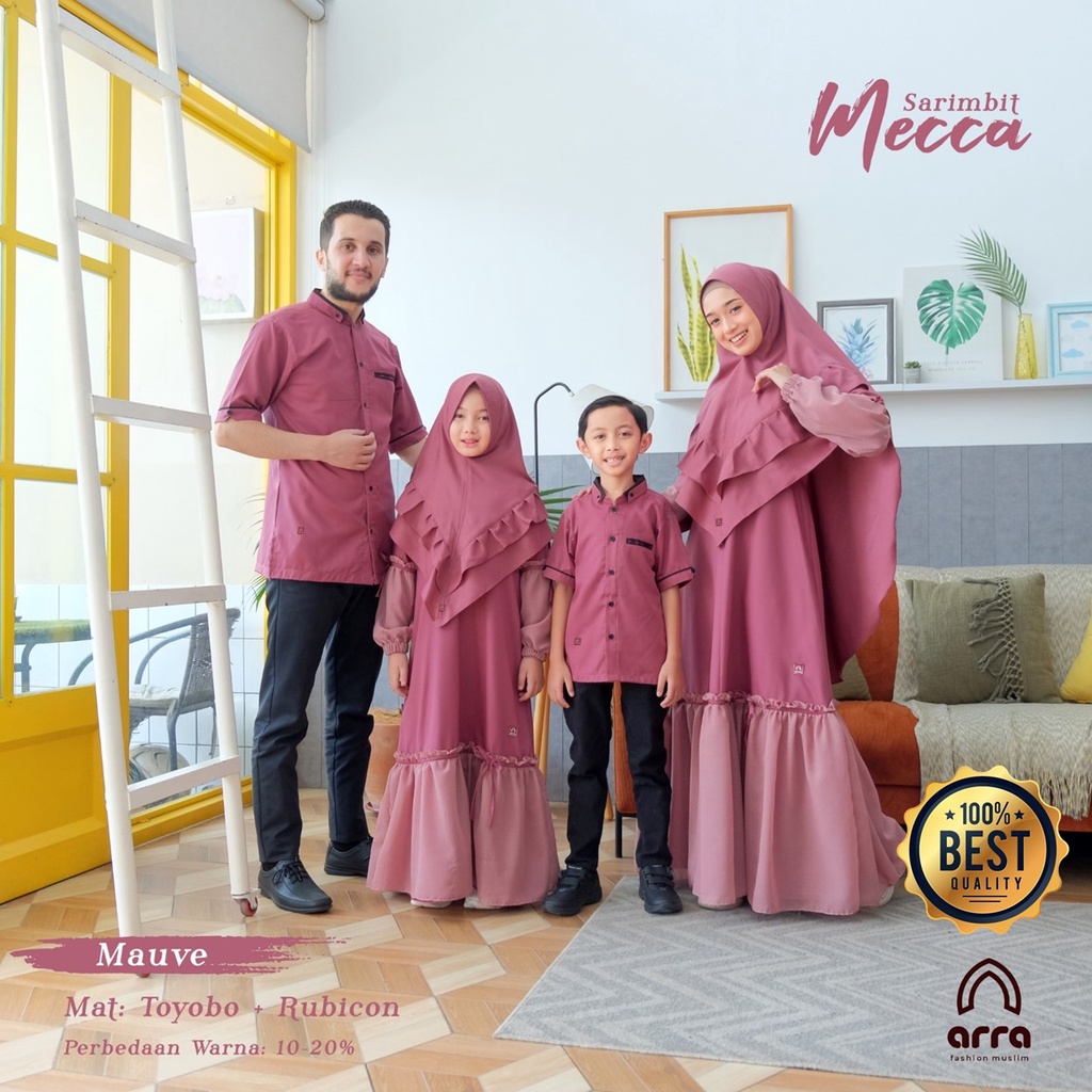 Baju Muslim Sarimbit Couple Kapel Kapelan Keluarga Koko Ayah Pria Gamis Kerudung Jilbab Hijab Wanita