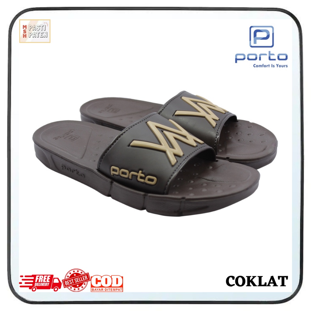 Sandal kasual pria model selop terbaru ori porto 1015m ukuran 39-44 bisa cod