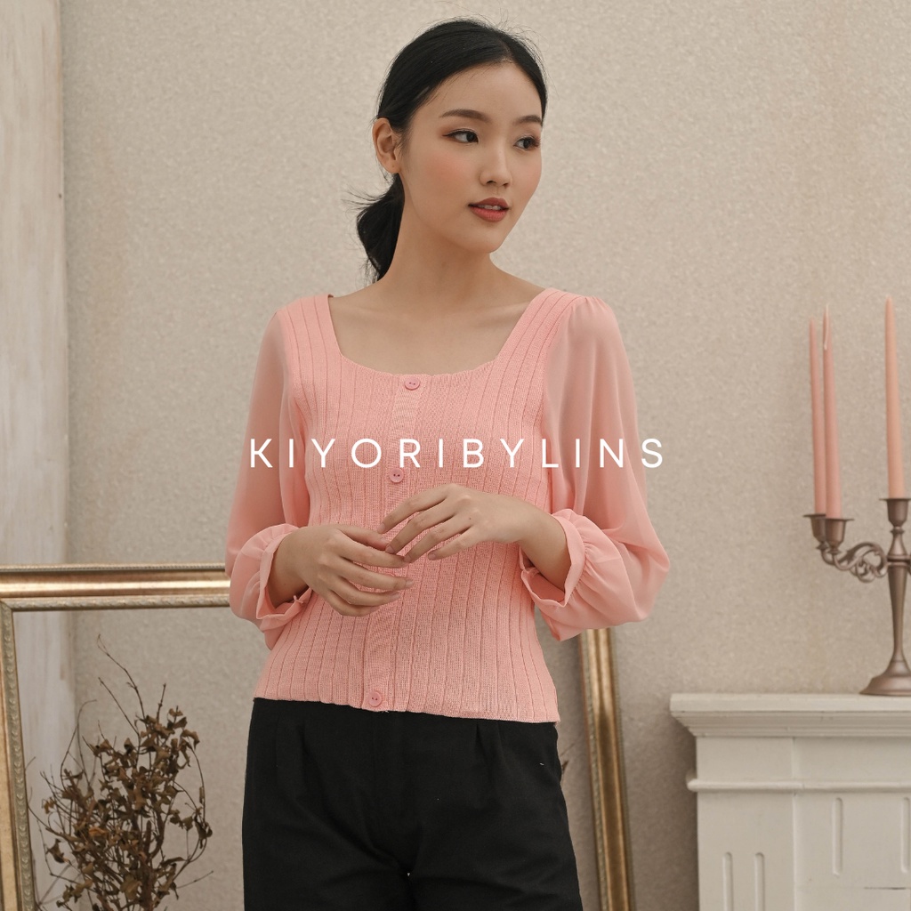 TRISHA KNIT TOP Blouse Wanita-Pink