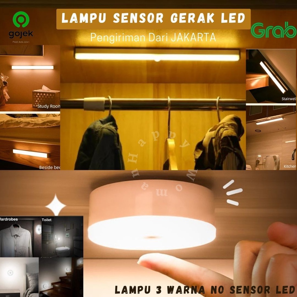 Lampu Sensor LED Lampu Dinding Kamar Emergency Lamp Tempel Magnetic Rechargeable Night Light Lampu Baca Dapur Lemari Kamar  Serbaguna