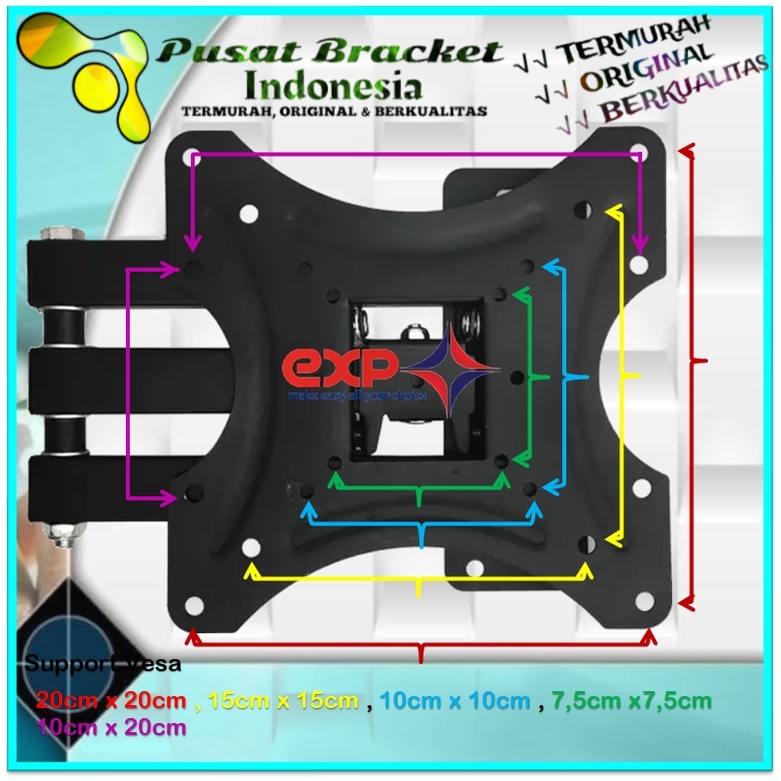 Bracket TV TCL 14 s/d 43 inch 6 ARAH FULL BESI SUPER KOKOH GARANSI 100% ORI