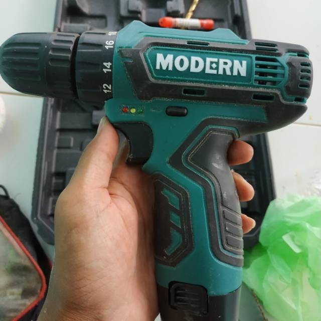 Mesin bor baterai modern 12v 10 mm