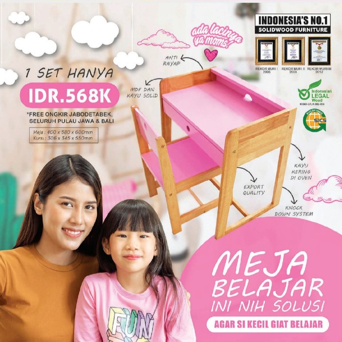 meja belajar anak / meja belajar lipat / meja kecil - Kuning