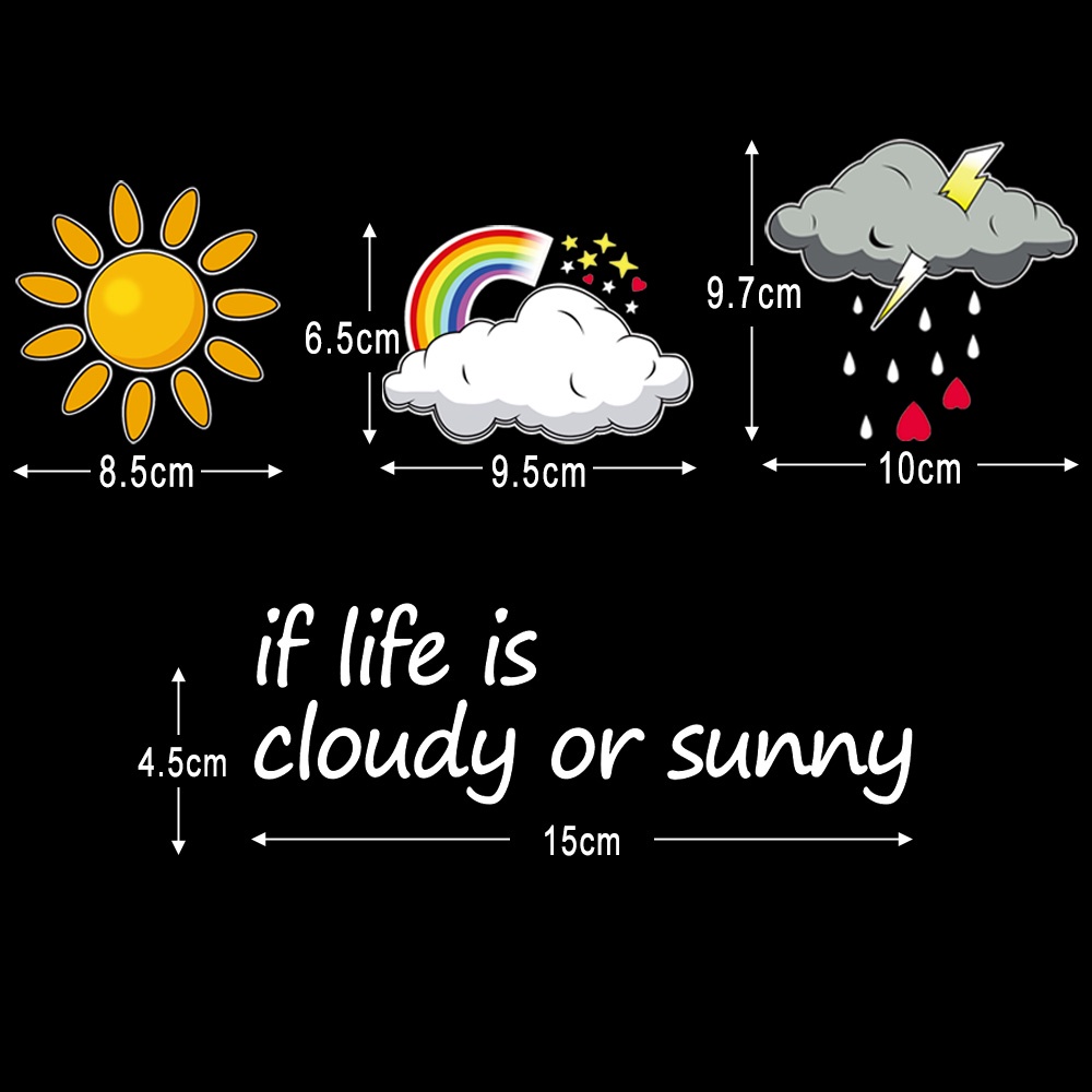 1 buah Cuaca Suasana hati Stiker,Matahari,Pelangi,Hujan badai kartun Mobil Jendela Dekorasi,Sepeda motor Tubuh Stiker