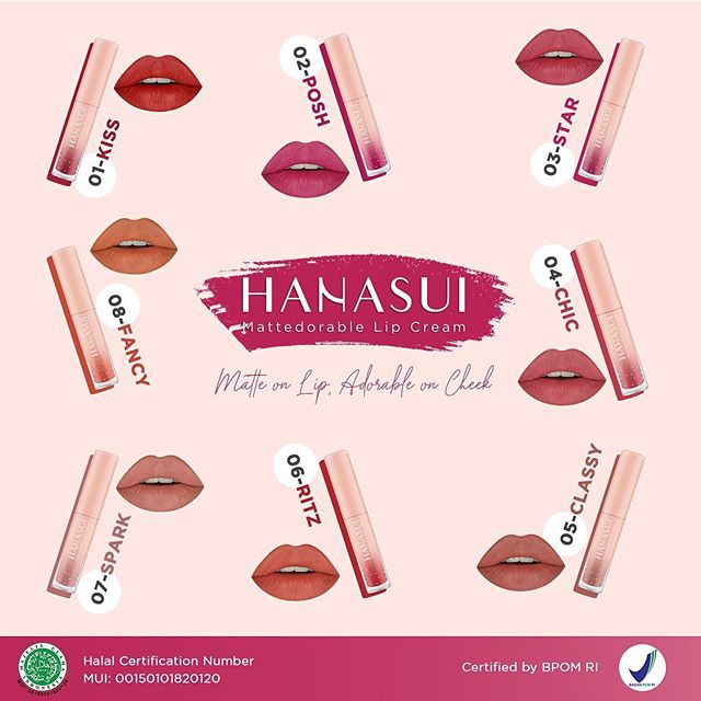 ★ BB ★ HANASUI Mattedorable Lip Cream |Matte Dorable LipCream Lipstick Cair Mate Hanasui|BOBA EDITON