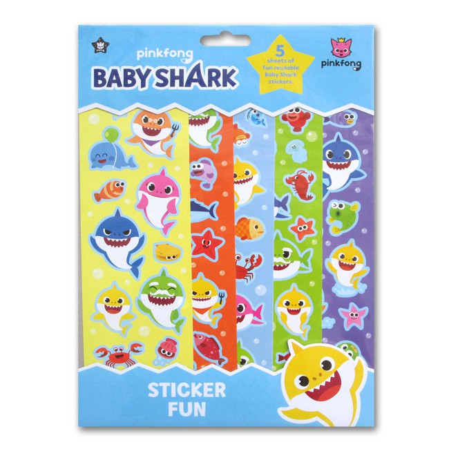 Pinkfong Baby Shark Sticker Fun (5 Sheets of Fun Reusable Baby Shark Stickers)