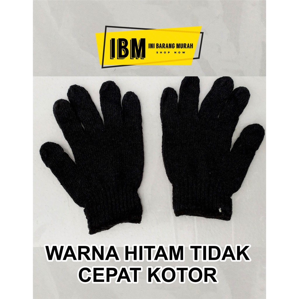 sarung tangan katun hitam bintik karet hitam/ sarung tangan polkadot / safety gloves dotting