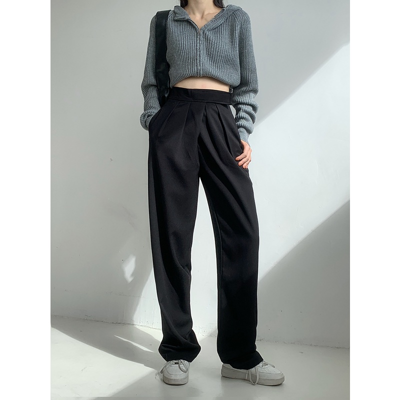Celana Kulot Velcro Wanita Terbaru Korean Style Celana Oanjang Hitam Loose High Waist