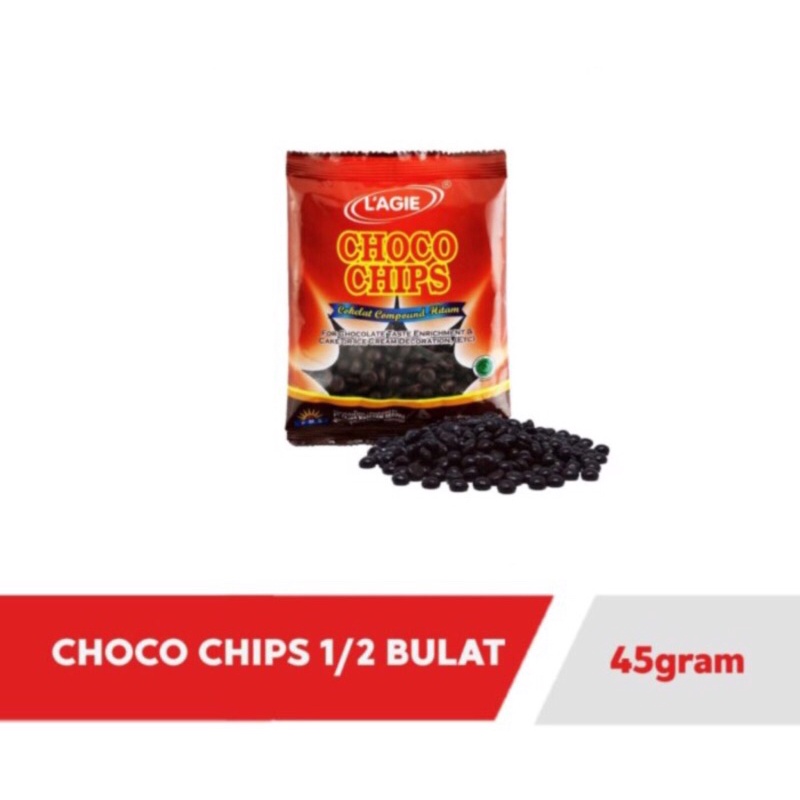 Lagie Coklat Choco Chips 1/2 Bulat 45 gr Cokelat Chip
