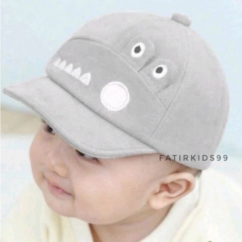 TOPI ANAK BAYI LAKI LAKI PEREMPUAN  MOTIF ALIGATOR TOPI ANAK BASEBALL 3 BULAN SAMPAI 3 TAHUN-Abu abu