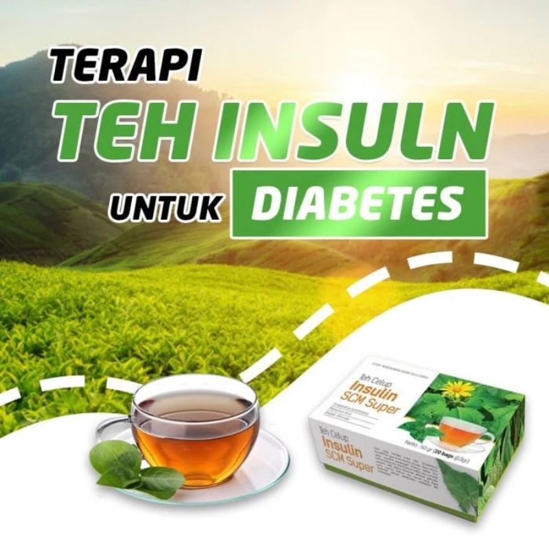 Teh celup Insulin SCM Super untuk mencegah dan mengobati diabetes atau Kencing manis dan menurunkan kadar gula darah dalam tubuh