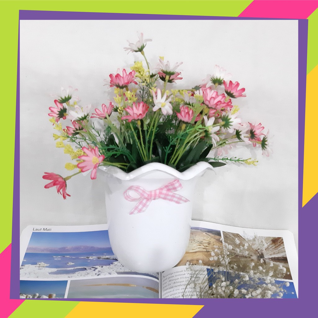 516 Buket bunga artificial aster - Vas pot dinding shabby chic