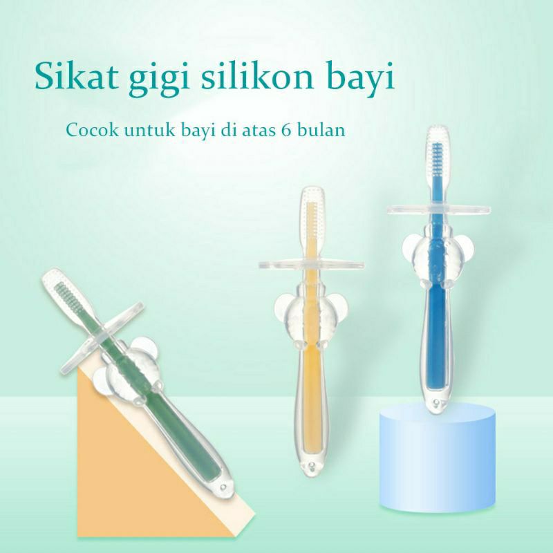 sikat gigi gagang silikon bayi  baby silicone tooth brush